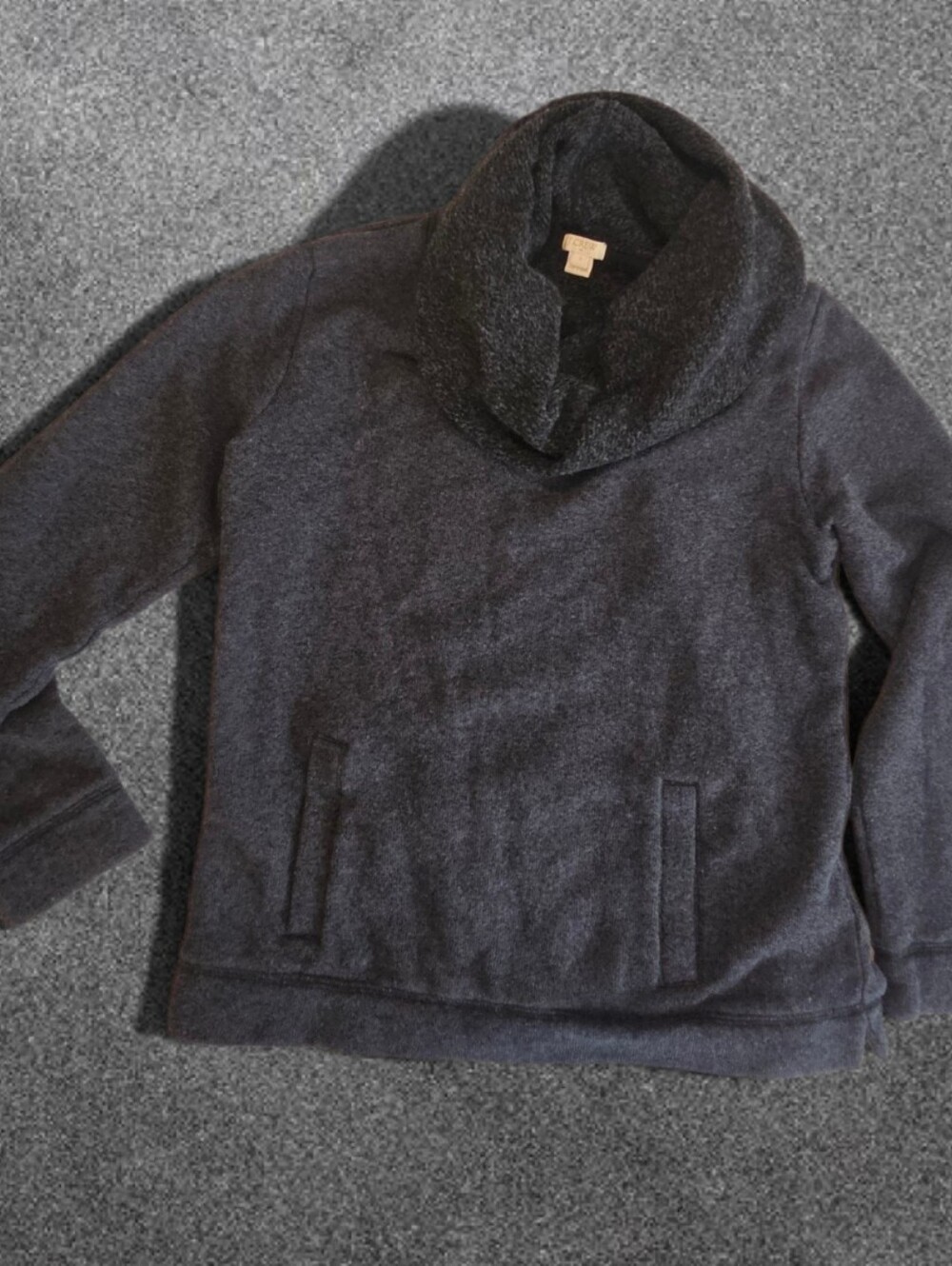 J. CREW Funnelneck Sweater In Charcoal Grey Size L